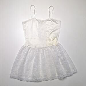 Vintage Slip Girls Size 12 White Nylon Lace